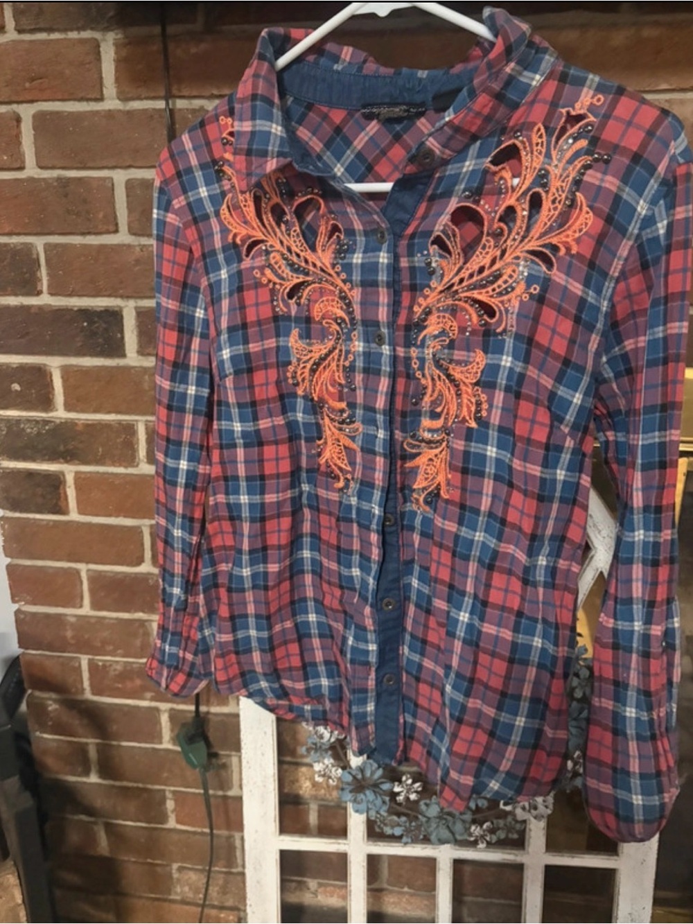 Miss Me Plaid Button-Down Shirt